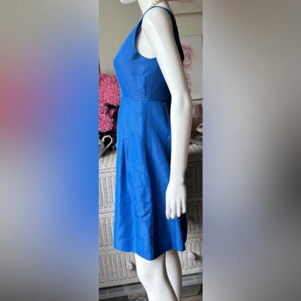 J. Crew Mini Dress Low Cut Cotton Style A1450 Textured & Structured Blue Size 2